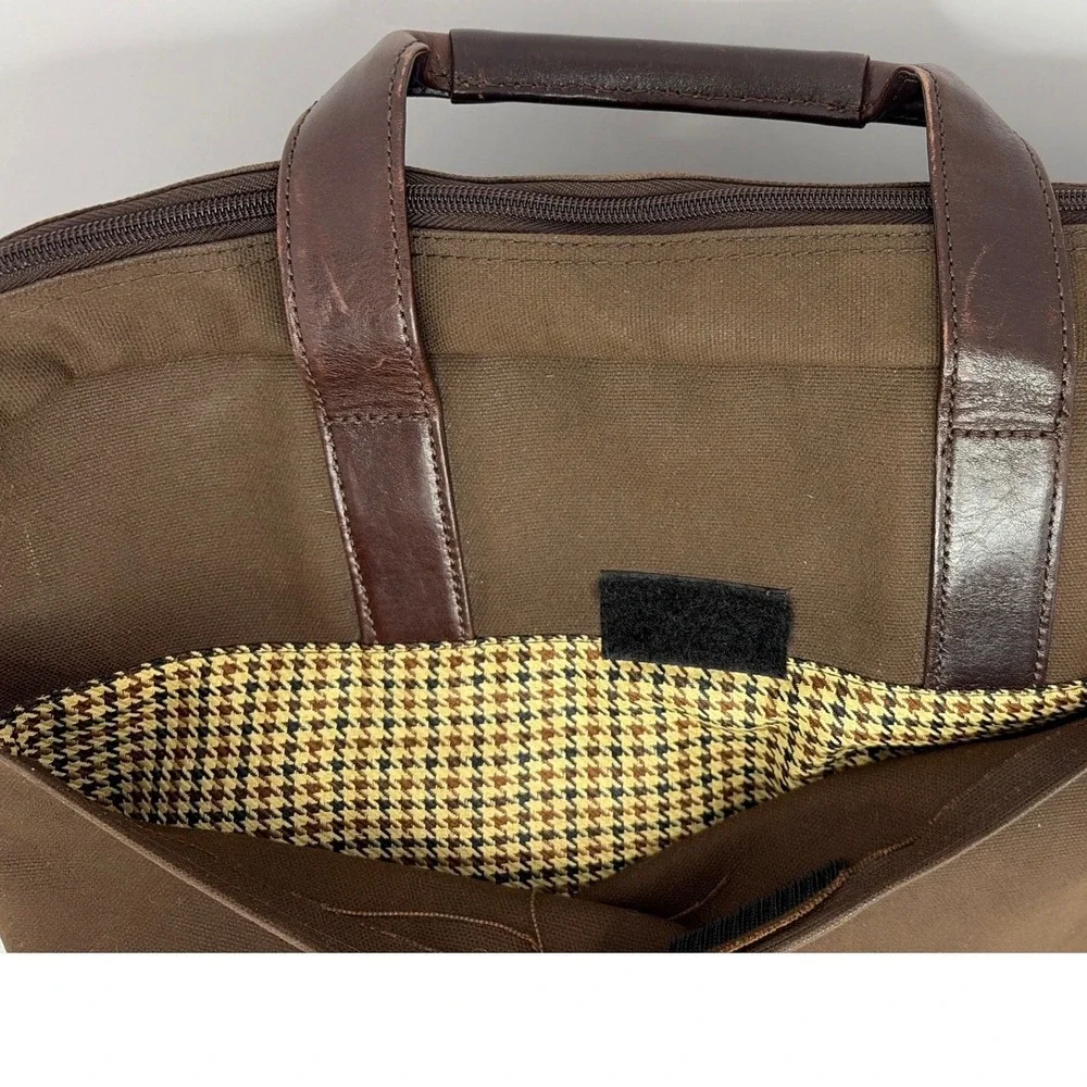 Cutter & Buck Canvas Leather Briefcase Messenger Bag Brown 9850-08CC‎ Mens